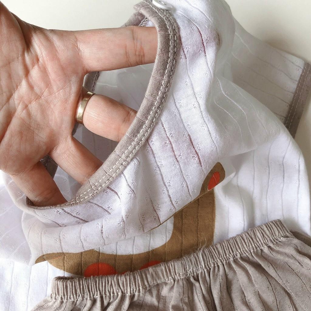 Bộ cotton giấy cài vai Mẫu Mới cho bé sơ sinh 3-14kg - BO2