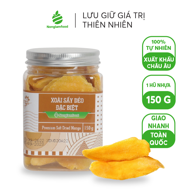 [HẠT MỨT TẾT 2024] Xoài sấy dẻo đặc biệt Nonglamfood hũ 150g - Premium Soft Dried Mango | Quà tặng cao cấp Xuân Giáp Thìn cho người thân, bạn bè, doanh nghiệp