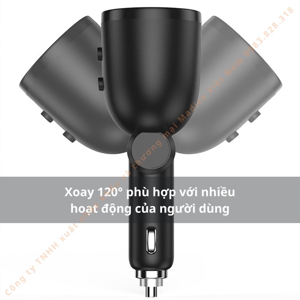 Bộ chia tẩu sạc Philips DLP4007 (Màu đen) có sạc nhanh QC 3.0, 2 cổng tẩu, 2 đầu usb - Hàng nhập khẩu