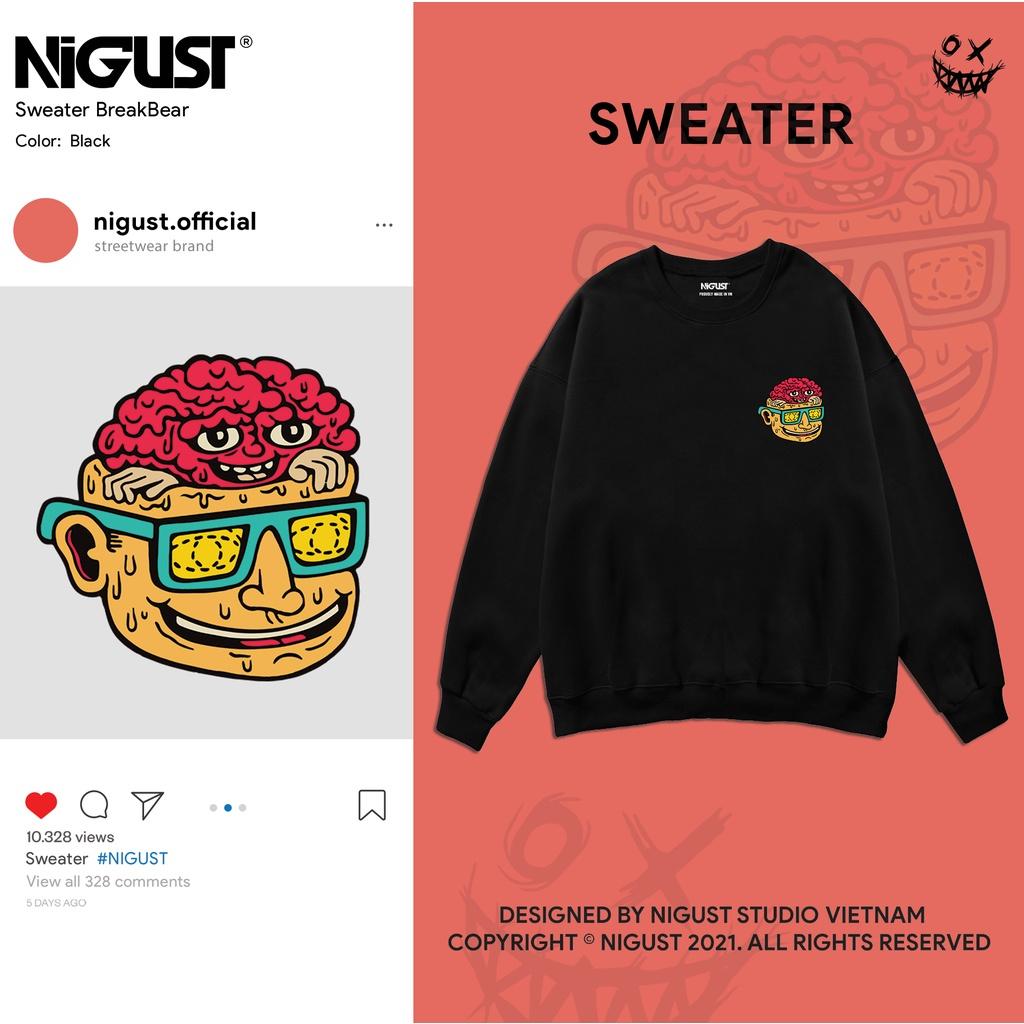Áo sweater basic unisex local brand NIGUST N006 chất liệu nỉ da cá form rộng màu đen trắng Fullbox