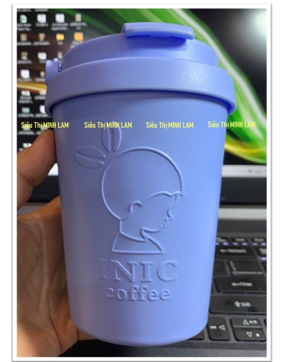 Ly/ cốc CAFE INIC COFFEE + CÓ NẮP, CÓ QUAI XÁCH_355ML