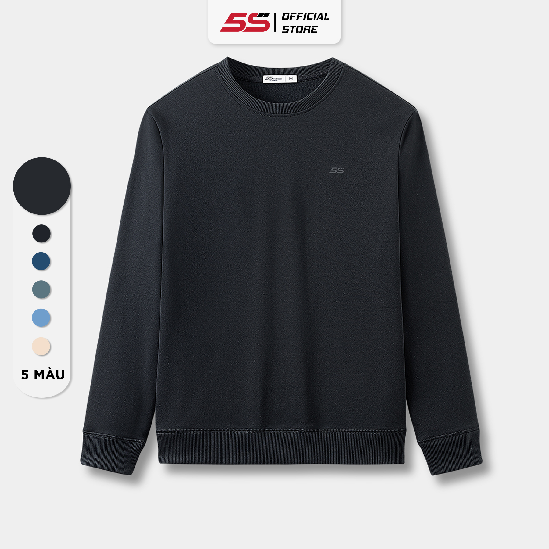 Áo Sweater Nam Chất Nỉ Cotton 5S FASHION, Dày Dặn, Mềm Mịn, Thiết Kế Trơn Basic, Trẻ Trung