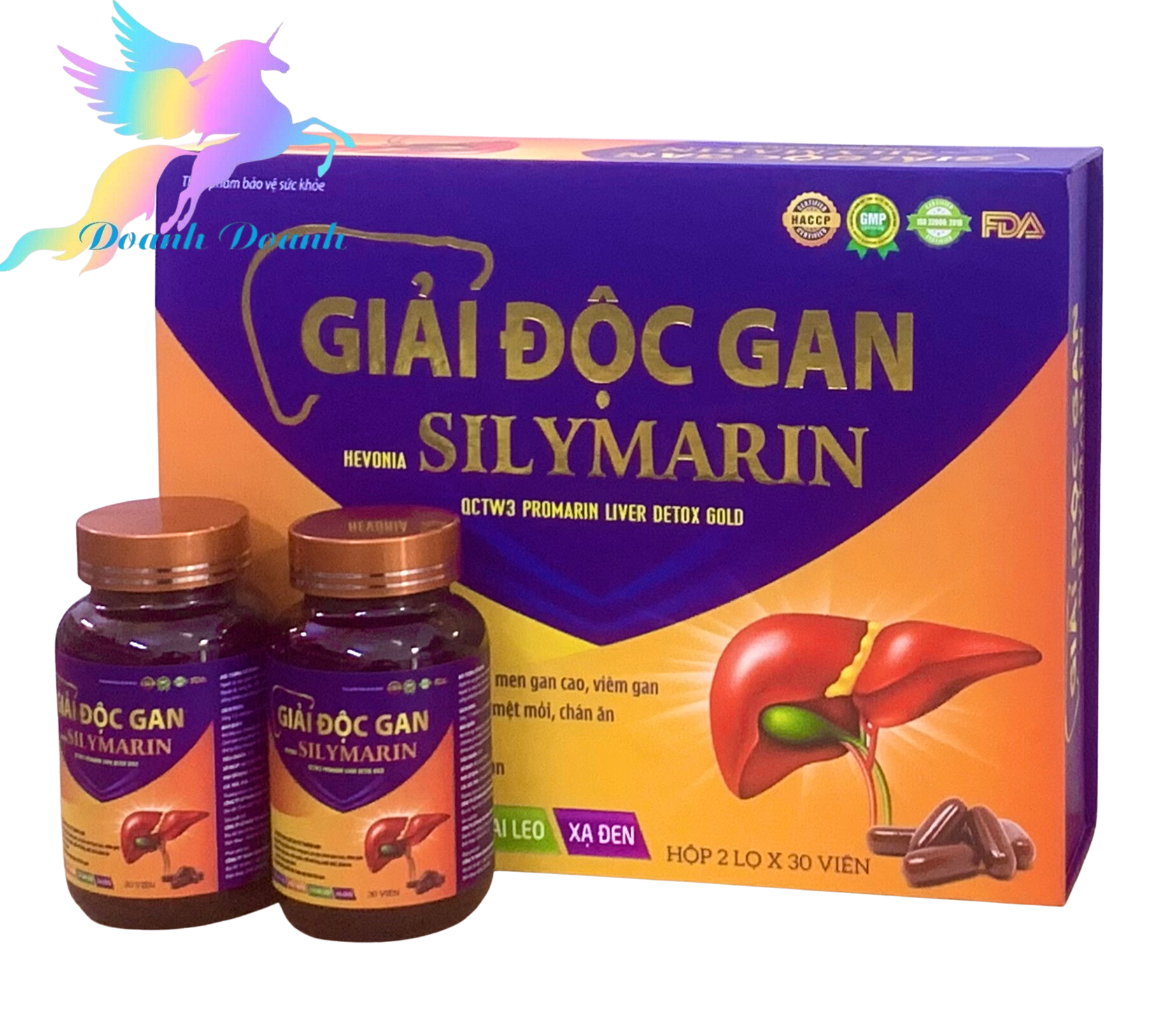 ￼GIẢI ĐỘC GAN SILYMARIN, hộp 2 lọ x 30 viên , giúp bảo vệ gan tăng cường chức năng gan men gan cao