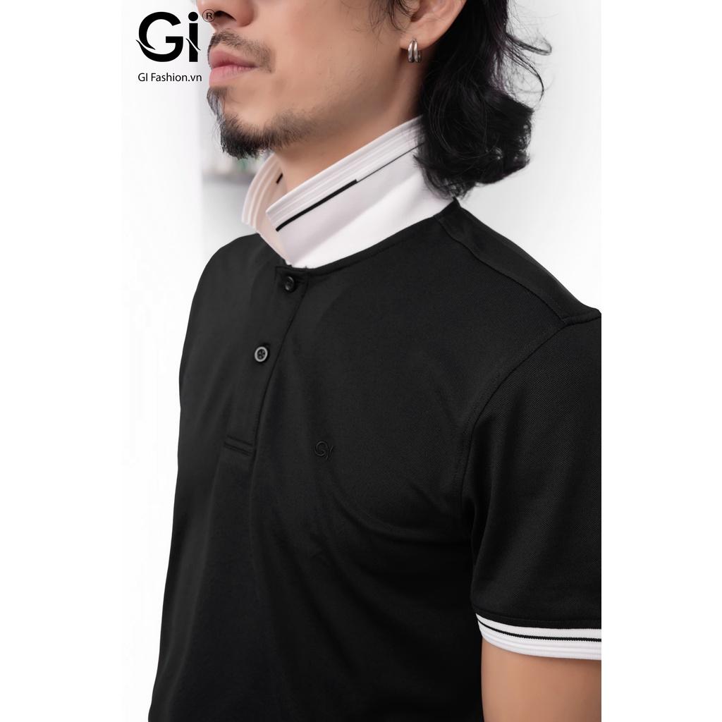 Áo polo nam GI màu đen, chất liệu cá sấu Poly