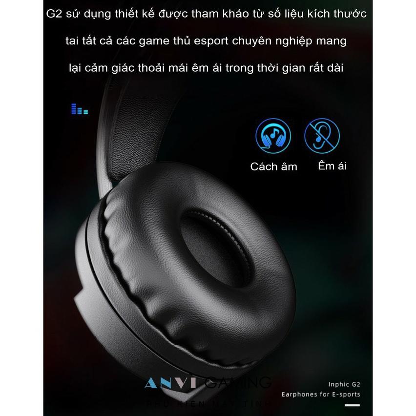 Tai Nghe Headphone Gaming INPHIC G2 LED RGB - Âm Siêu Trầm Sống Động Nhẹ Dẻo - Hàng Nhập Khẩu