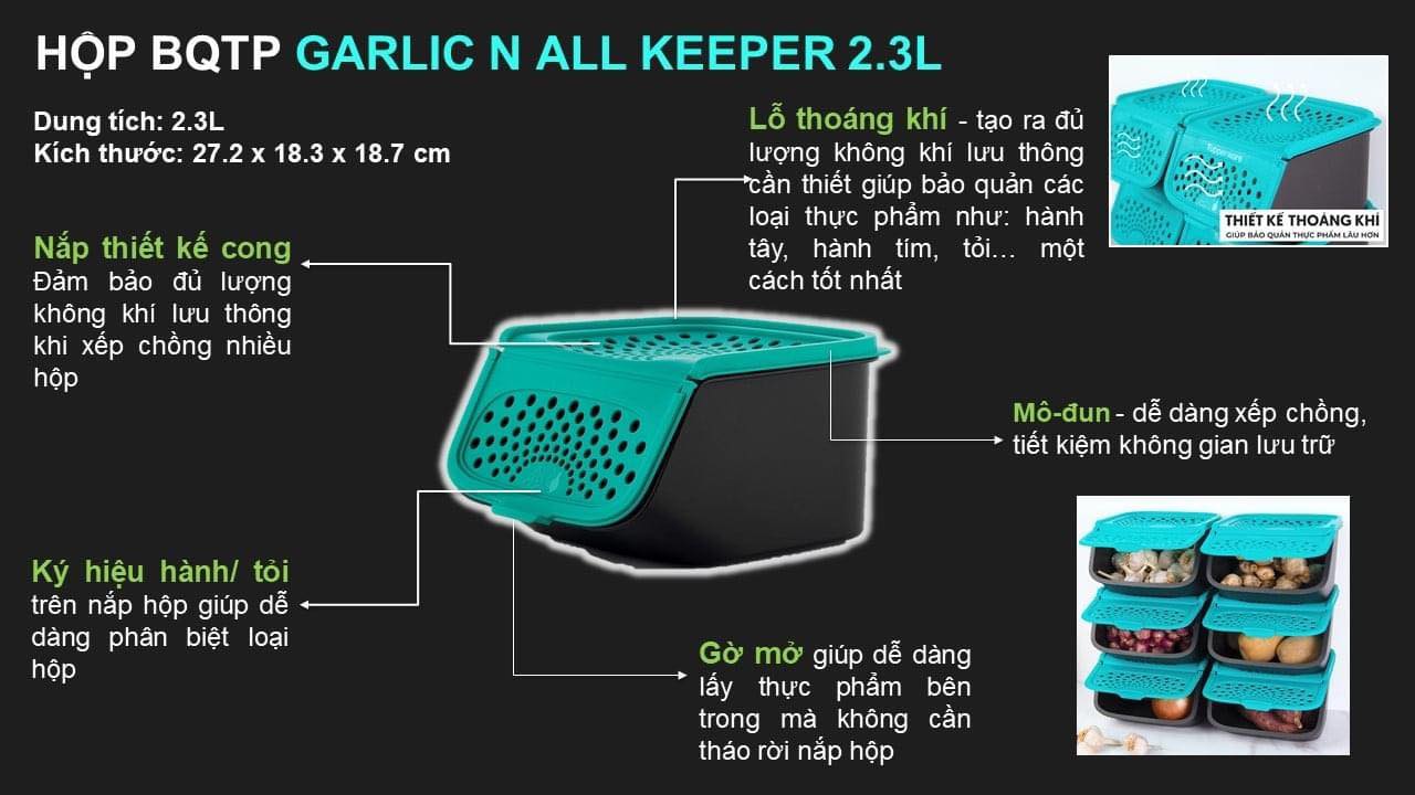 HỘP TRỮ CỦ QUẢ KHÔ GARLIC N ALL KEEPER 2.3L