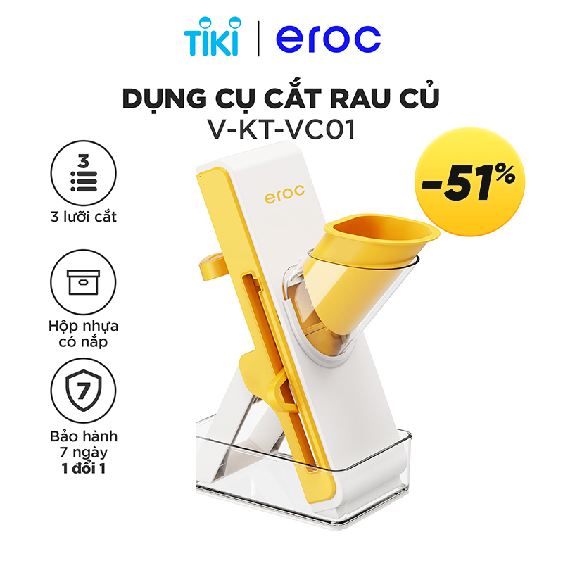 Máy Cắt Rau Củ Kèm Bộ Lưỡi Cắt Đa Năng Eroc VEGETALBE SLICER V-KT-VC01 - Hàng Chính Hãng