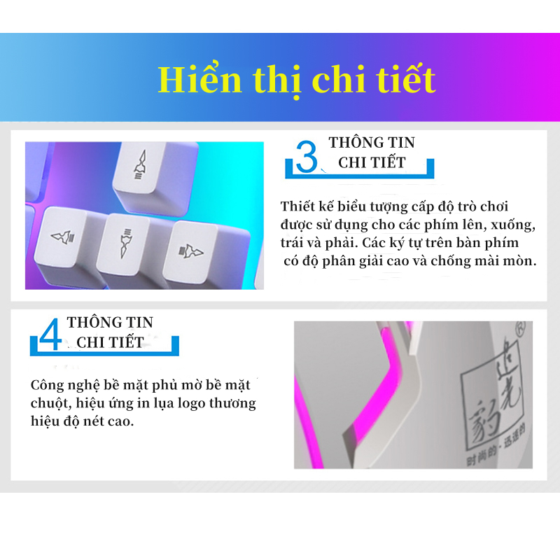 Bộ Bàn Phím Chuột Máy Tính Có Dây RGB Có LED 7 Màu, Bàn Phím Văn Phòng Và Bộ Chuột, Bàn Phím Có Dây RGB, Chuột Có Dây