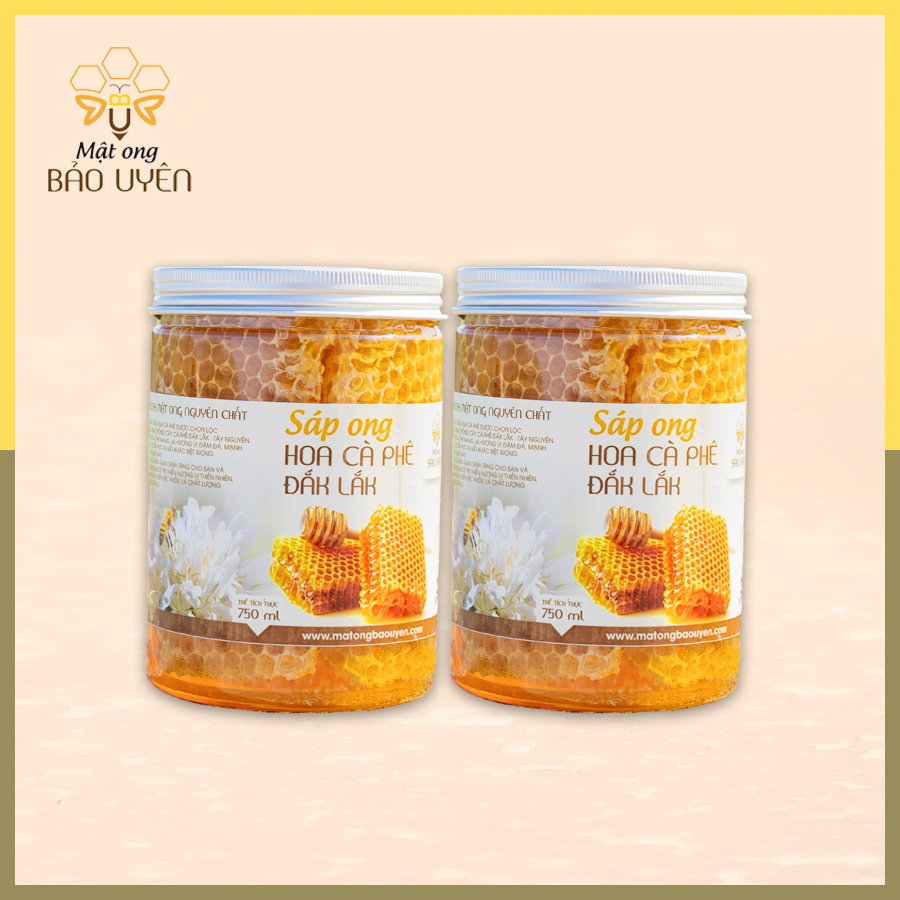 Combo 2 Hũ Sáp Mật Ong Hoa Cà Phê Nguyên Chất Bảo Uyên Cung Cấp Dinh Dưỡng Tăng Cường Đề Kháng Cơ Thể Dung Tích 750ml