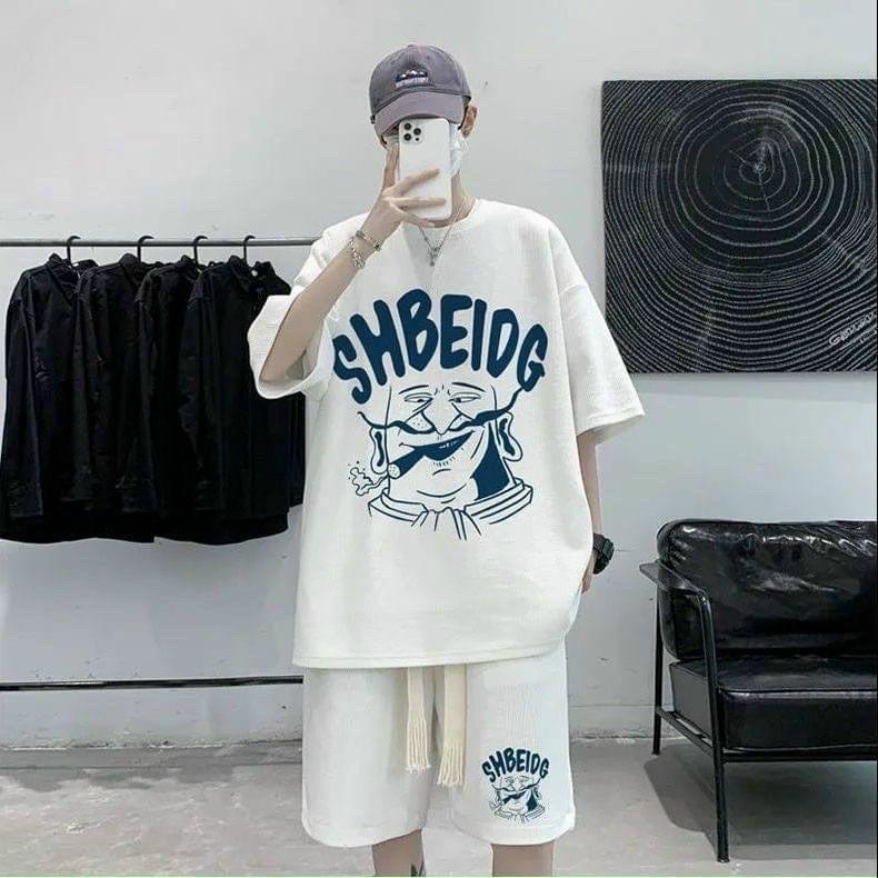 Bộ đồ nam mặc hè mẫu mới 2023 thiết kế in chữ SHB.EIDG 2 màu đen trắng cực đẹp, mặc mát thích hợp mùa hè