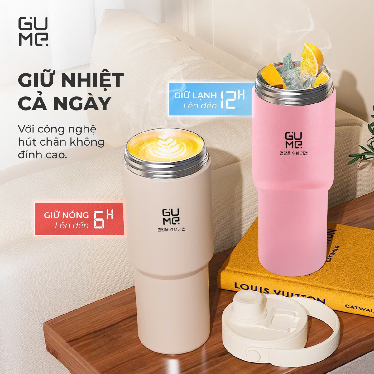 Cốc giữ nhiệt Inox 316 phủ gốm Hàn Quốc GM-F3301 dung tích 735ml - Hàng chính hãng