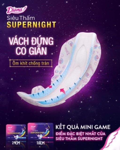 COMBO 3 Băng vệ sinh Diana Ban đêm Siêu thấm Supernight cánh 29cm 4 miếng/gói X3