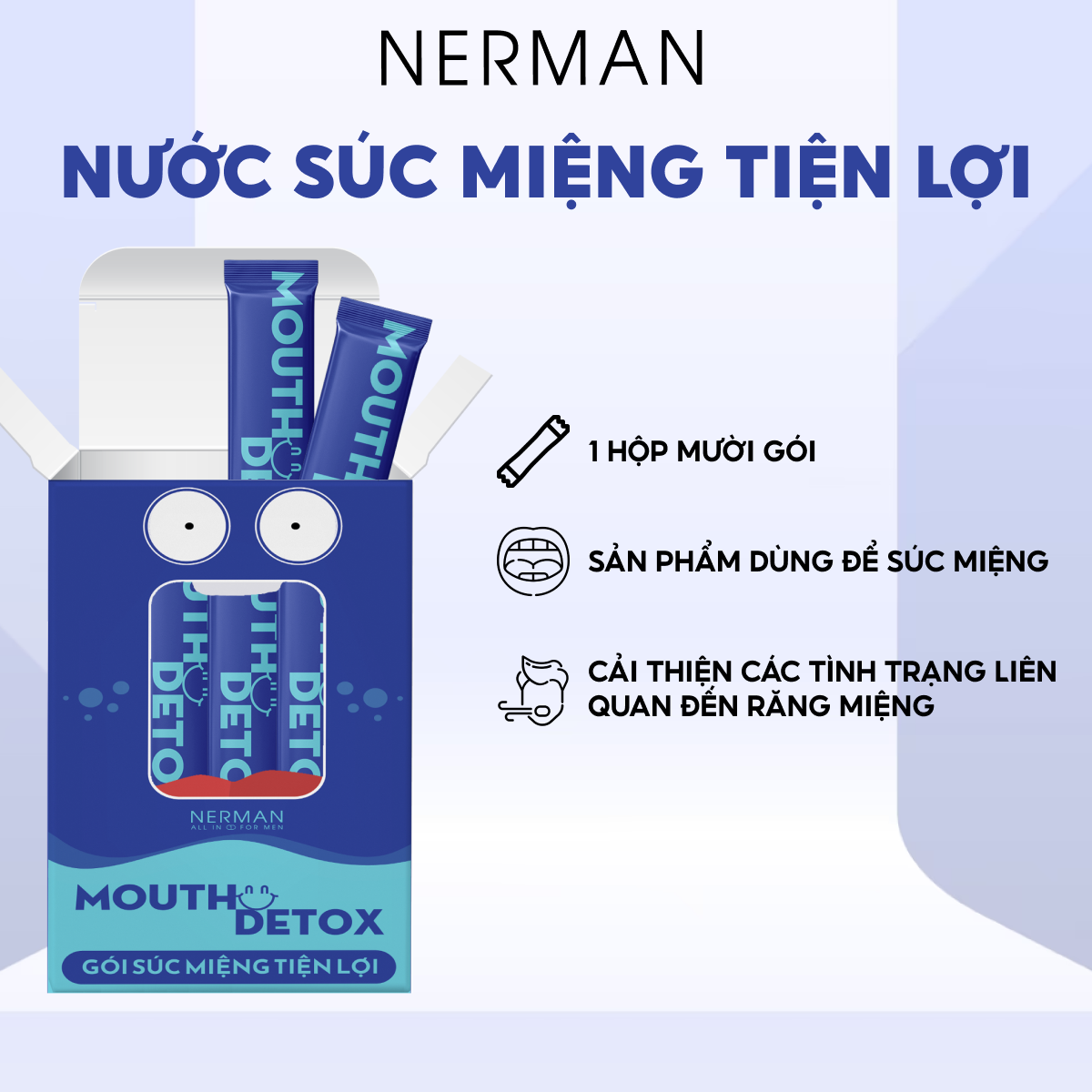 Nước súc miệng dạng gói Mouth Detox Nerman 10ml tiện lợi