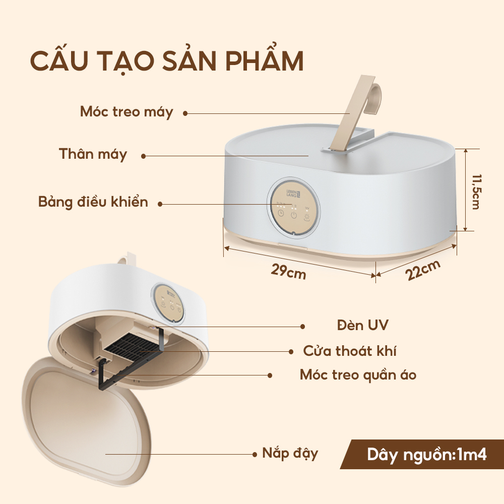 Tủ sấy quần áo di động Lebenlang LBL6268, công suất 600W, thiết kế gọn nhẹ, giải pháp sấy quần áo hiệu quả, bảo hành 2 năm - hàng chính hãng