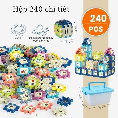 Bộ Đồ Chơi Xếp Hình Khối Nhiều Màu, Nhiều Số Cho Bé Sáng Tạo, Lắp Ráp Ngôi Nhà, Bàn Ghế, Phát Triển Tư Duy