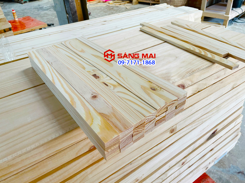 Thanh gỗ thông 1cm x 3cm x dài 30cm + láng mịn 4 mặt