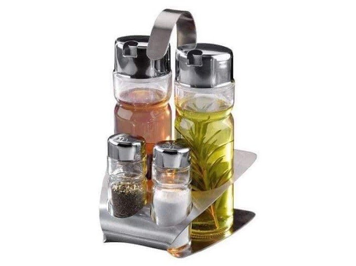Set Đựng Gia Vị 4 Món ERNESTO, Chất Liệu Thủy Tinh, Nắp Thép Không Gỉ, 33ml, Nhập Đức