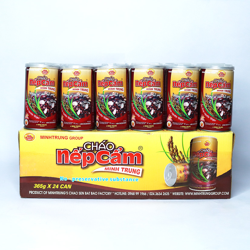 Cháo nếp cẩm Minh Trung 365g (combo 12 lon - Cháo Nếp Cẩm 12)