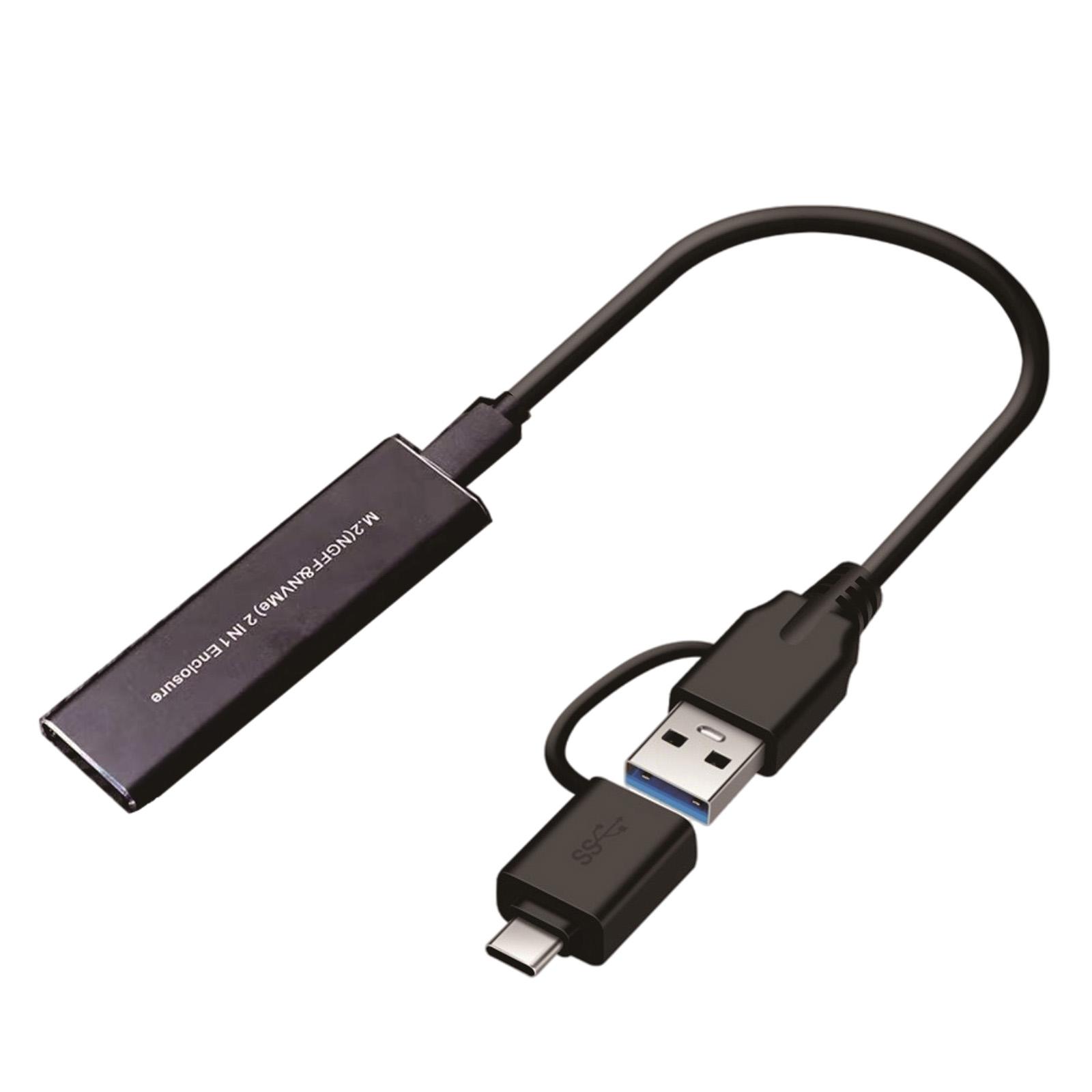 M.2 NVME SSD NGFF Box USB C SATA Enclosure Adapter 10Gbps Dual Protocol, Aluminum Alloy Shell