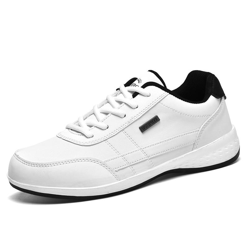 Giày thể thao bằng da cho những người đàn ông có xu hướng thời trang ánh sáng bình thường Color: White Shoe Size: 43