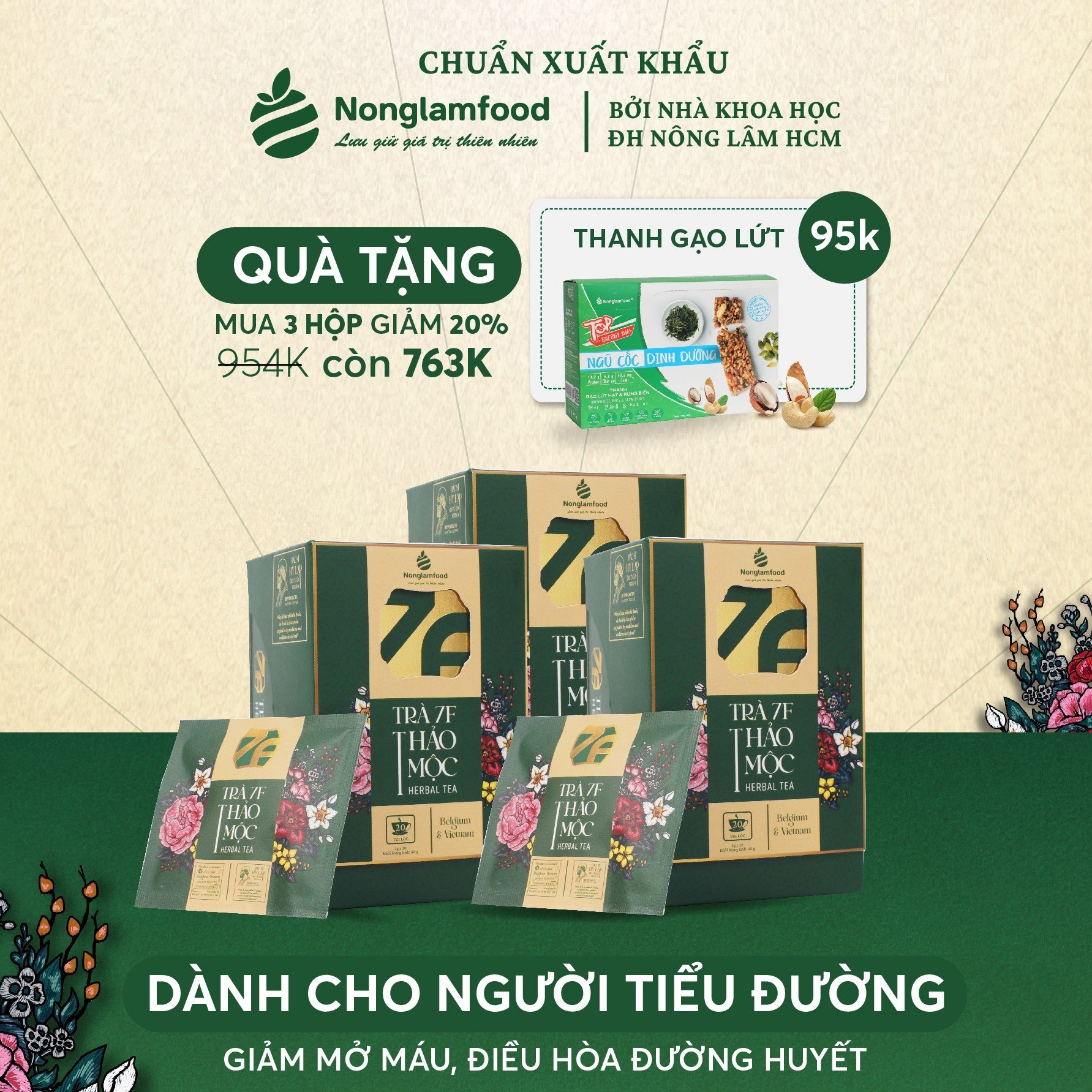 [TẶNG KÈM QUÀ] Combo Trà Thảo Mộc 7F và 7F Plus có vỏ bưởi giảm cân, thanh lọc, mát gan, giảm đường huyết Nonglamfood