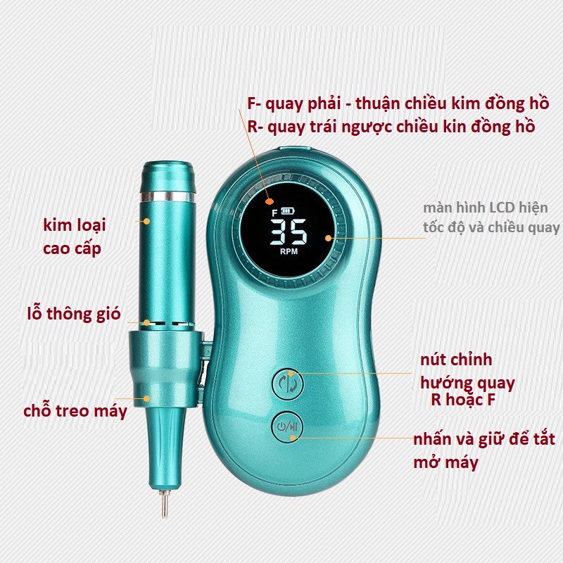 Máy mài móng tích điện mini sạc pin usb làm nail chuyên nghiệp