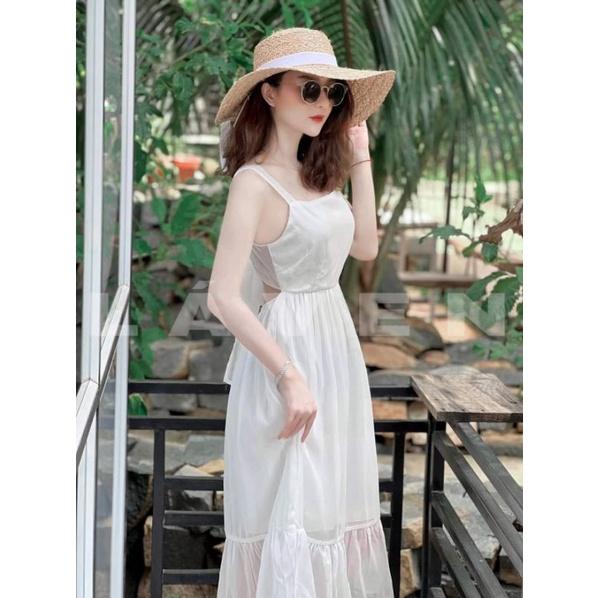 ĐẦM VOAN 2 LỚP THẮT NƠ SAU LƯNG XINH XẮN