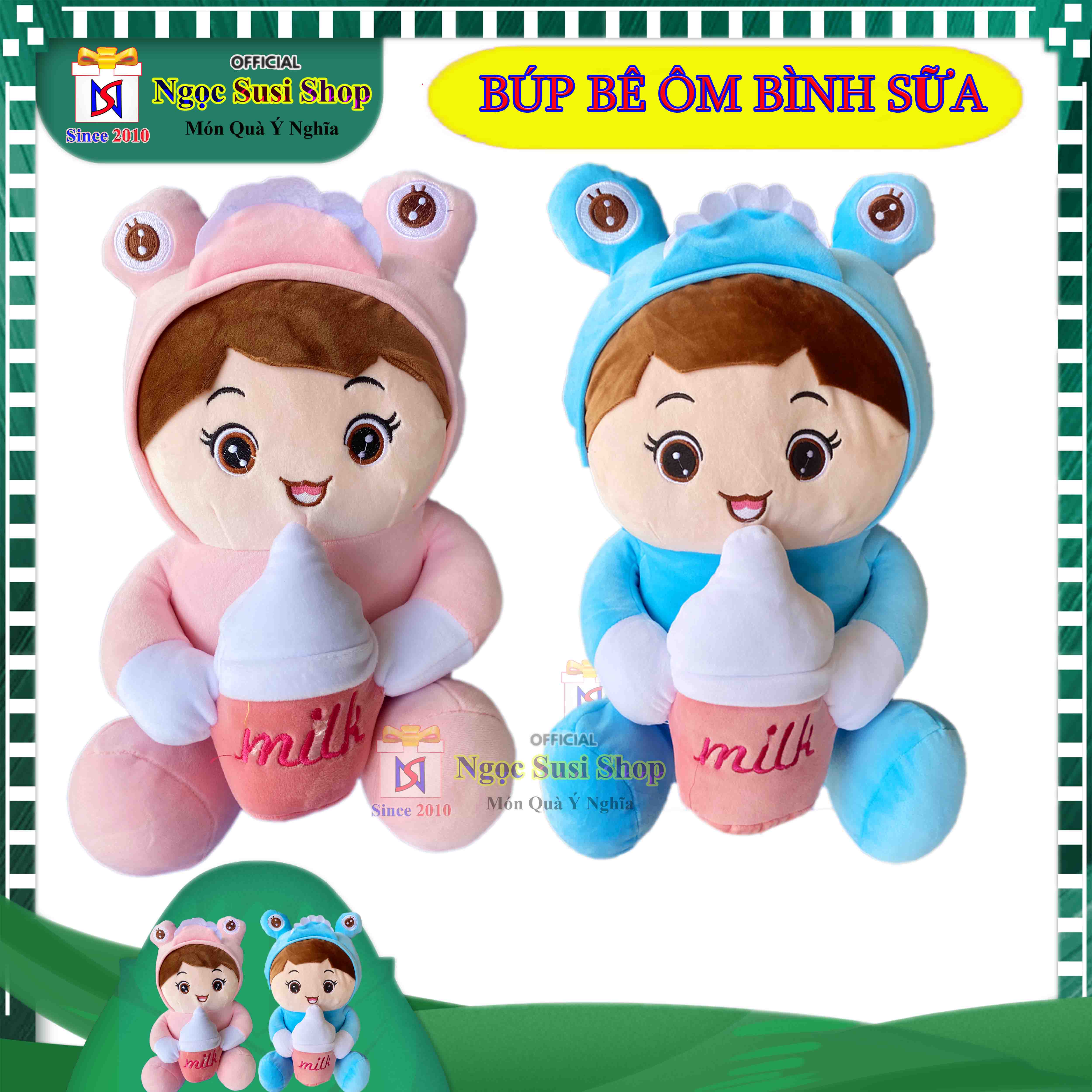 THÚ NHỒI BÔNG GỐI ÔM BÚP BÊ ÔM BÌNH SỮA SIÊU TO MỀM MỊN ÔM NGỦ - EM BÉ ẾCH ÔM BÌNH SỮA