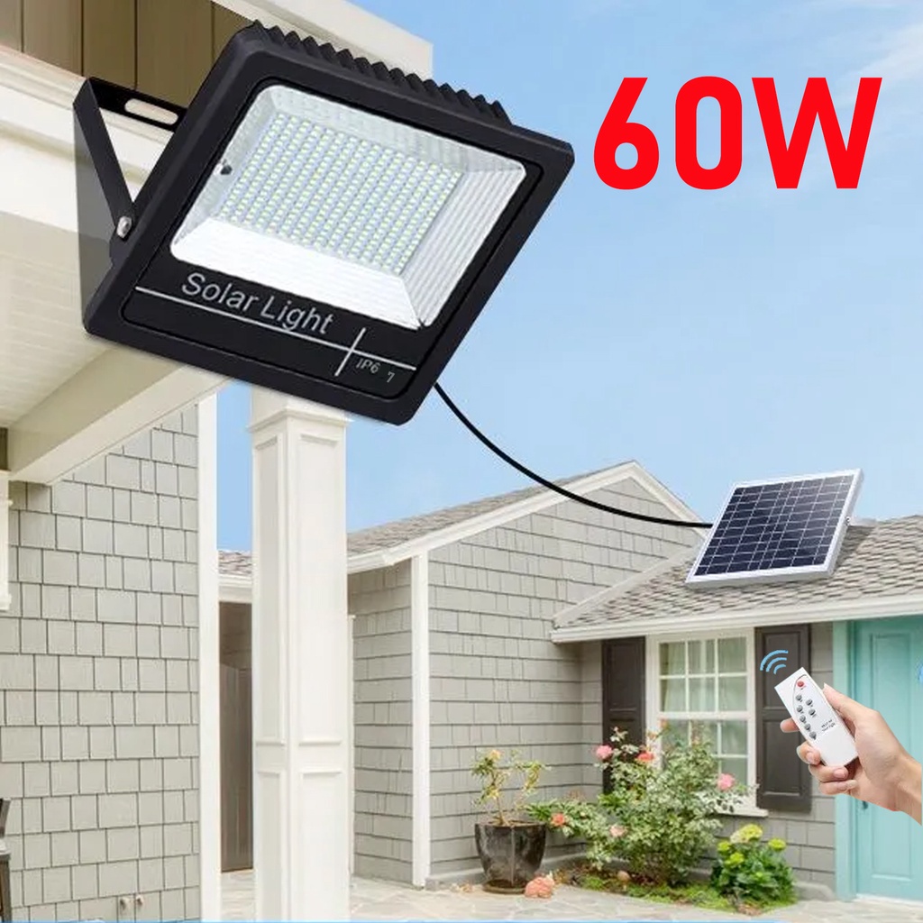 Đèn năng lượng mặt trời 60w/180w, Đèn led năng lượng ngoài trời, Chống mưa tuyệt đối, Cáp dài 5m,  Kèm theo Remote