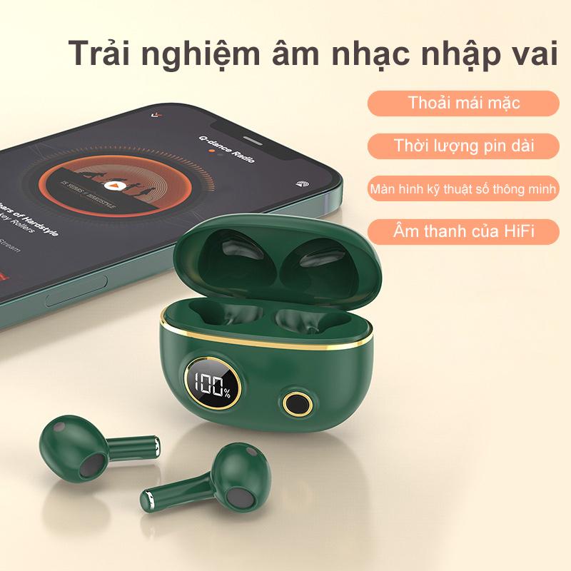 Tai nghe Bluetooth GOOJODOQ không dây IPX5 TWS 5.3 Âm thanh nổi Hi-Fi kèm hộp sạc Màn hình hiển thị điện kỹ thuật số LED