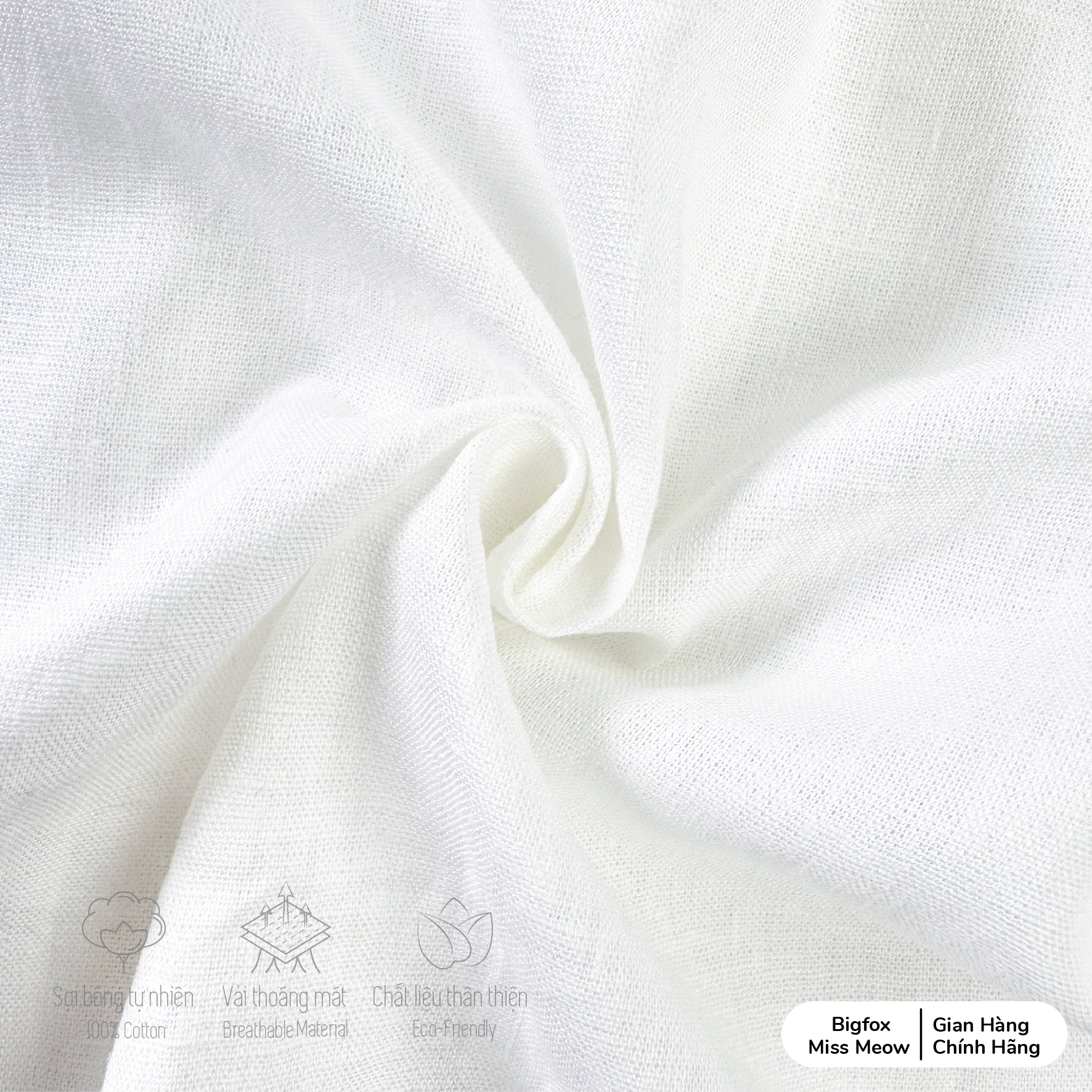 Áo sơ mi trắng cho bé trai Bigfox Miss Meow mặc đi chơi vải linen size đại trẻ em 5-15 tuổi 30kg 50kg