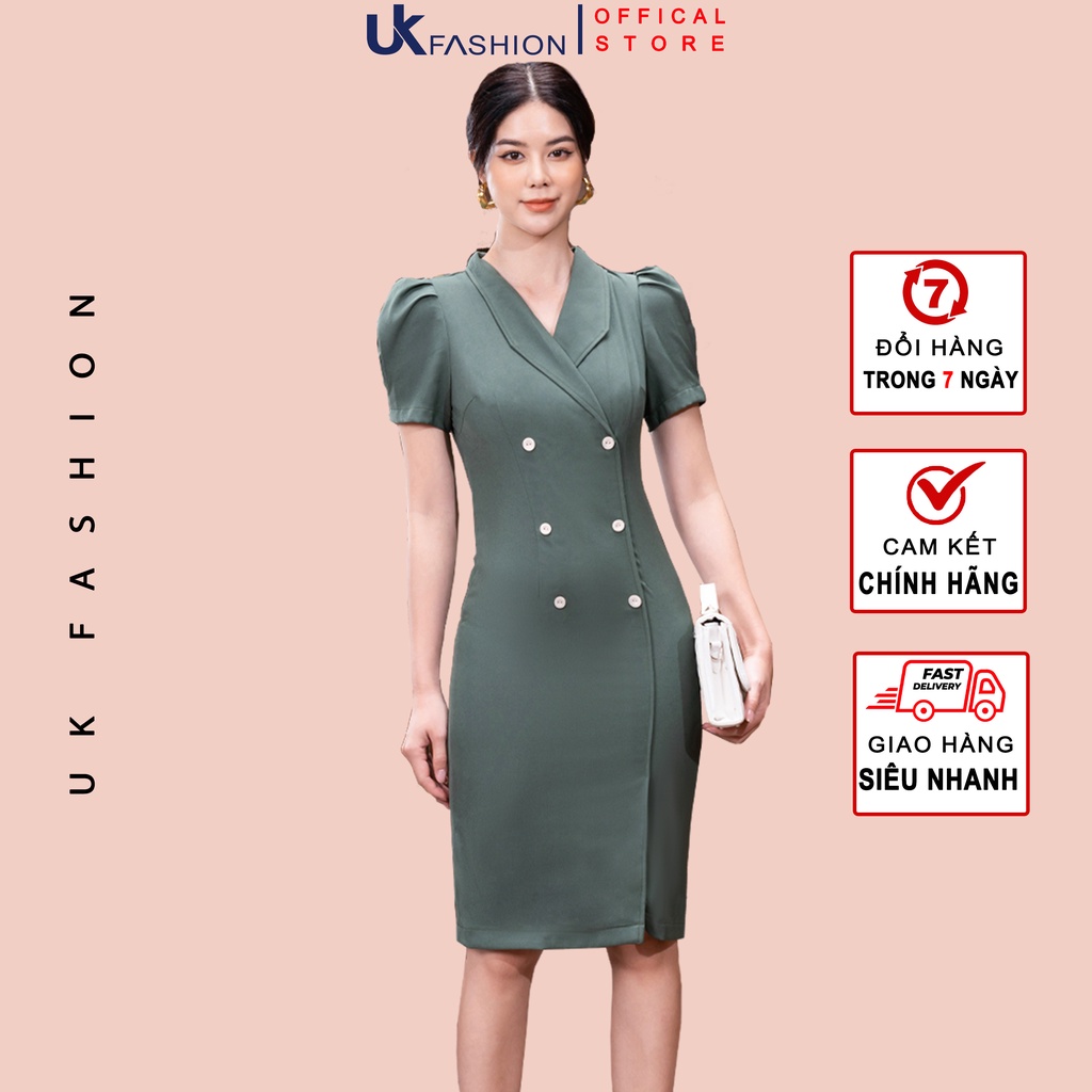 Đầm Thiết Kế Dáng Ôm UK Fashion Tay Bồng Phong Cách Sang Trọng, Chất Vải Nhập Hàn Cao Cấp NKDV2205003