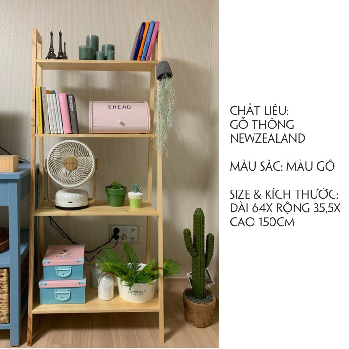 Giá sách gỗ - Kệ gỗ - Kệ hoa cây cảnh - Kệ trang trí phòng khách,hành lang 150x64x35,5cm - Giao màu ngẫu nhiên