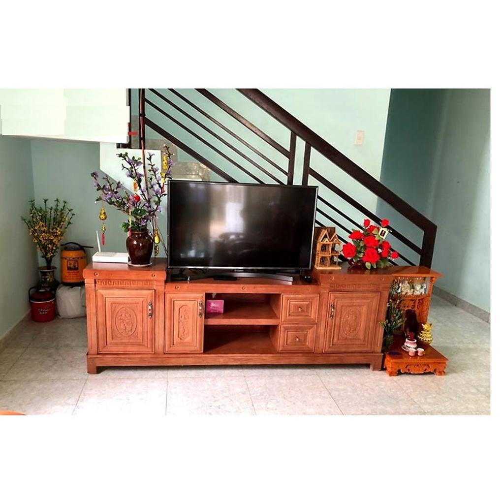 Kệ tivi 2m2 gỗ xoan đào kiểu nhô, kệ gỗ tivi , tủ tivi gỗ
