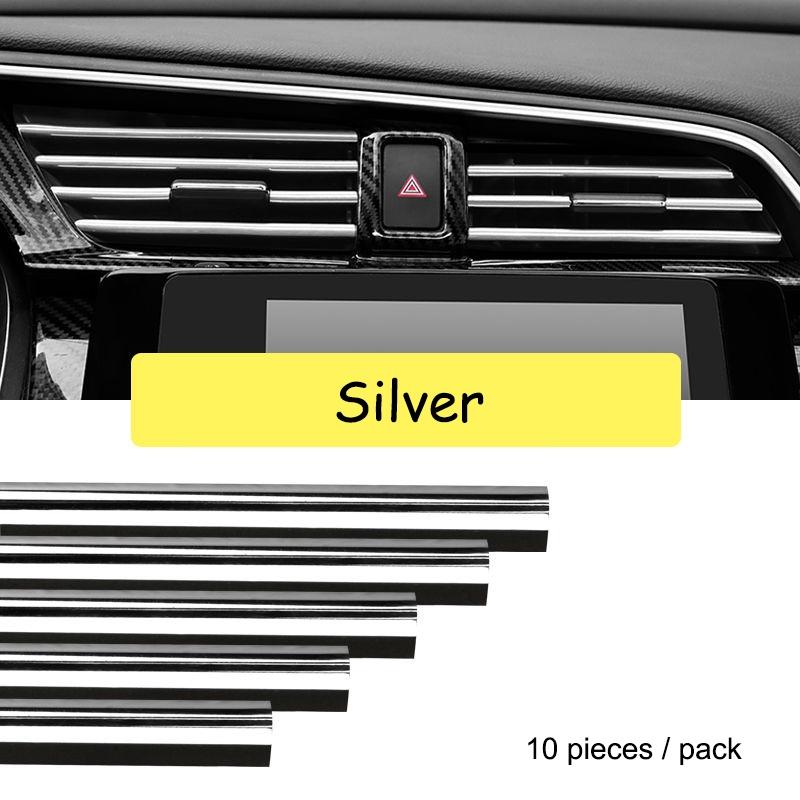 Set 10 Dây Viền Chữ U Màu Chrome Cho Trang Trí Lỗ Thông Gió Xe Hơi