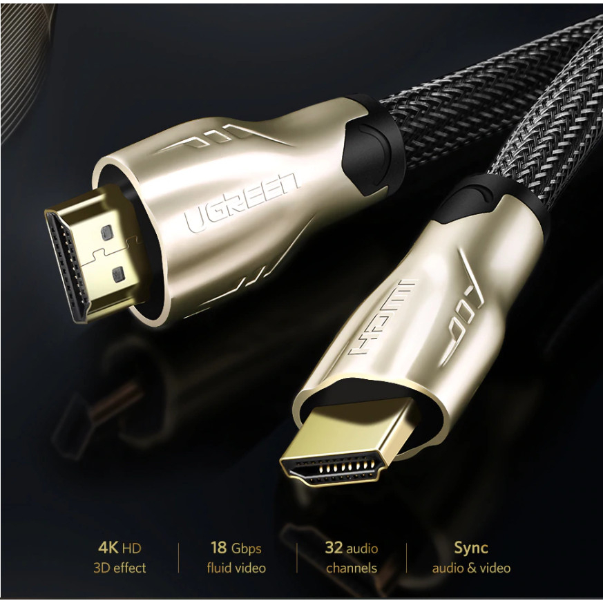 Cáp HDMI 15M bọc lưới chống nhiễu hỗ trợ 3D full HD 4Kx2K chính hãng Ugreen 11197 hàng chính hãng