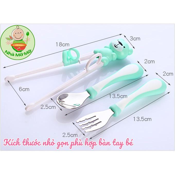 Set muỗng đũa nĩa hình gấu cho bé