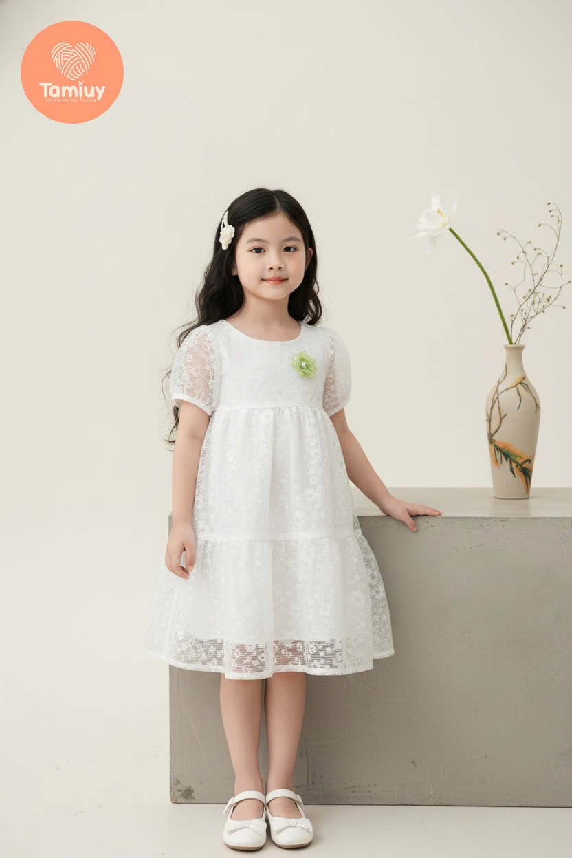Đầm Xòe Babydoll Bé Gái Tamiuy Xẻ Tim Sau, Nhiều Màu (10-38kg)