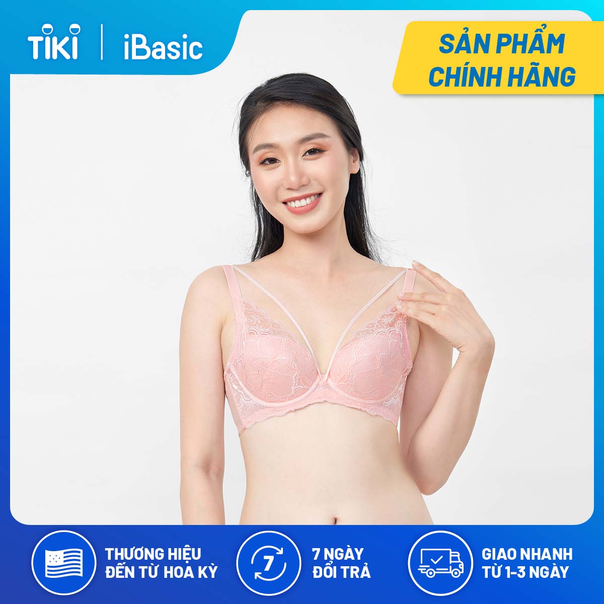 Áo ngực không gọng mút mỏng ren phối dây Tshirt iBasic BRAW083