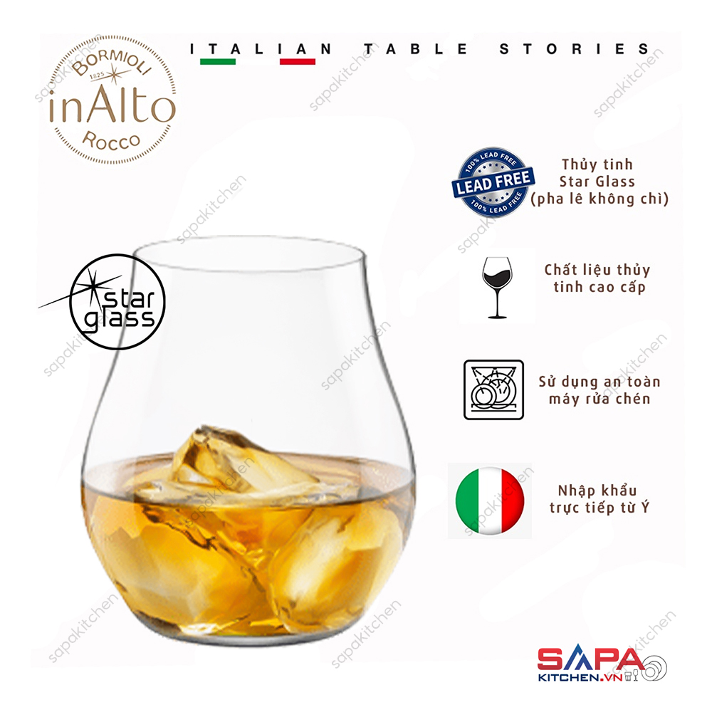 Bộ 6 Ly rượu Thủy Tinh Inalto Arte  Dof 487ml  - Bormioli Rocco - Italy