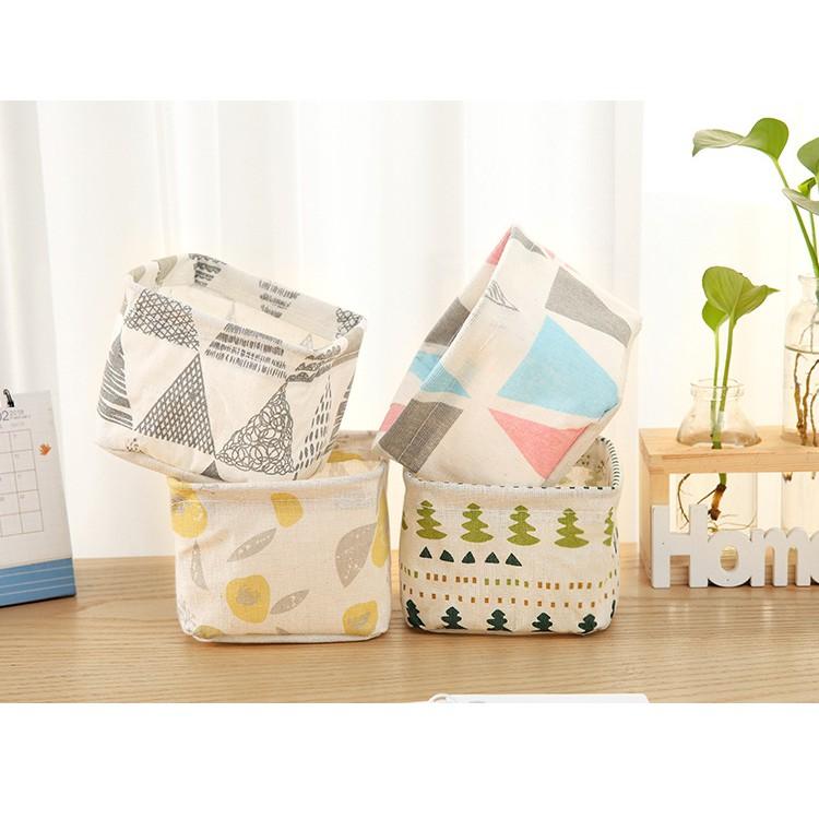 Túi nhỏ để bàn xinh xắn/Vải lanh + lớp phủ cotton