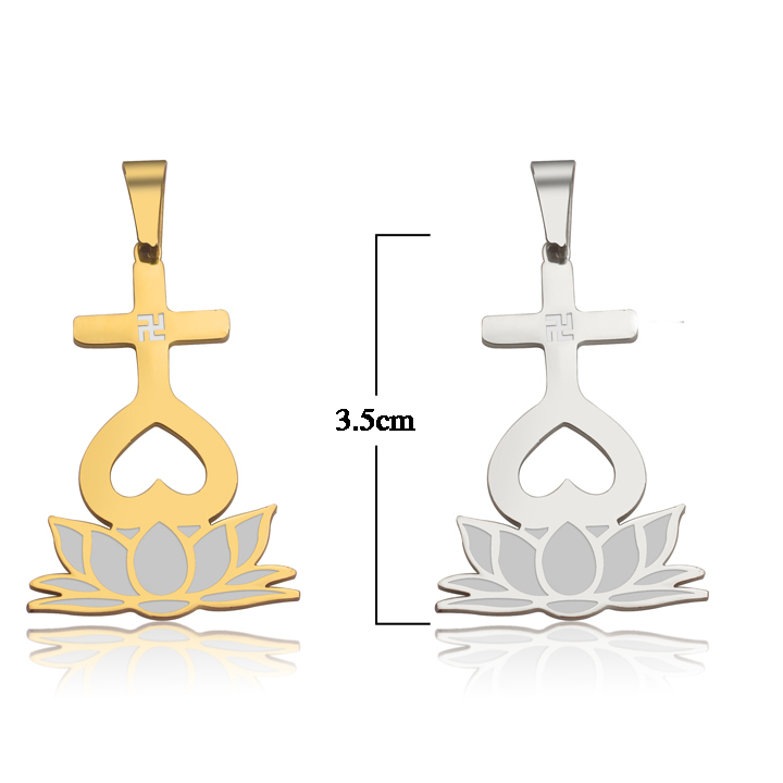 Mặt dây chuyền Thiên Tâm đài sen 3.5cm (trắng) MMD016KT Không đen không gỉ sét