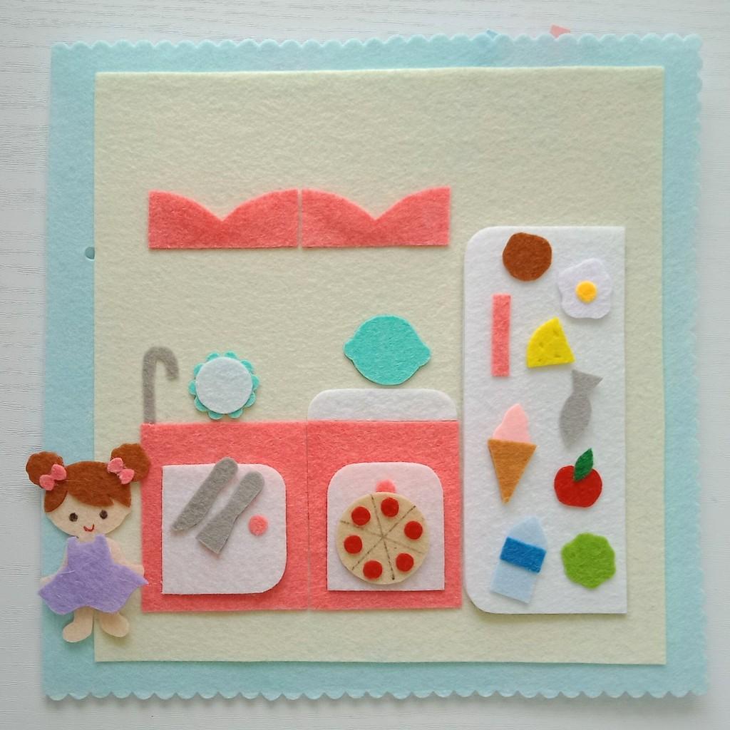 Đồ chơi Sách vải Ngôi nhà Búp bê cho bé - - Đồ chơi Búp bê bằng vải Handmade - Quiet book Doll House