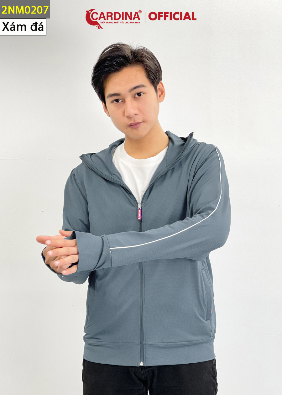 Áo Chống Nắng Nam CARDINA 2 Lớp Chất Thun Lạnh Cao Cấp Chống Tia UV 2NM02 – Xám Đá-2NM0207 – L  64 – 72 kg