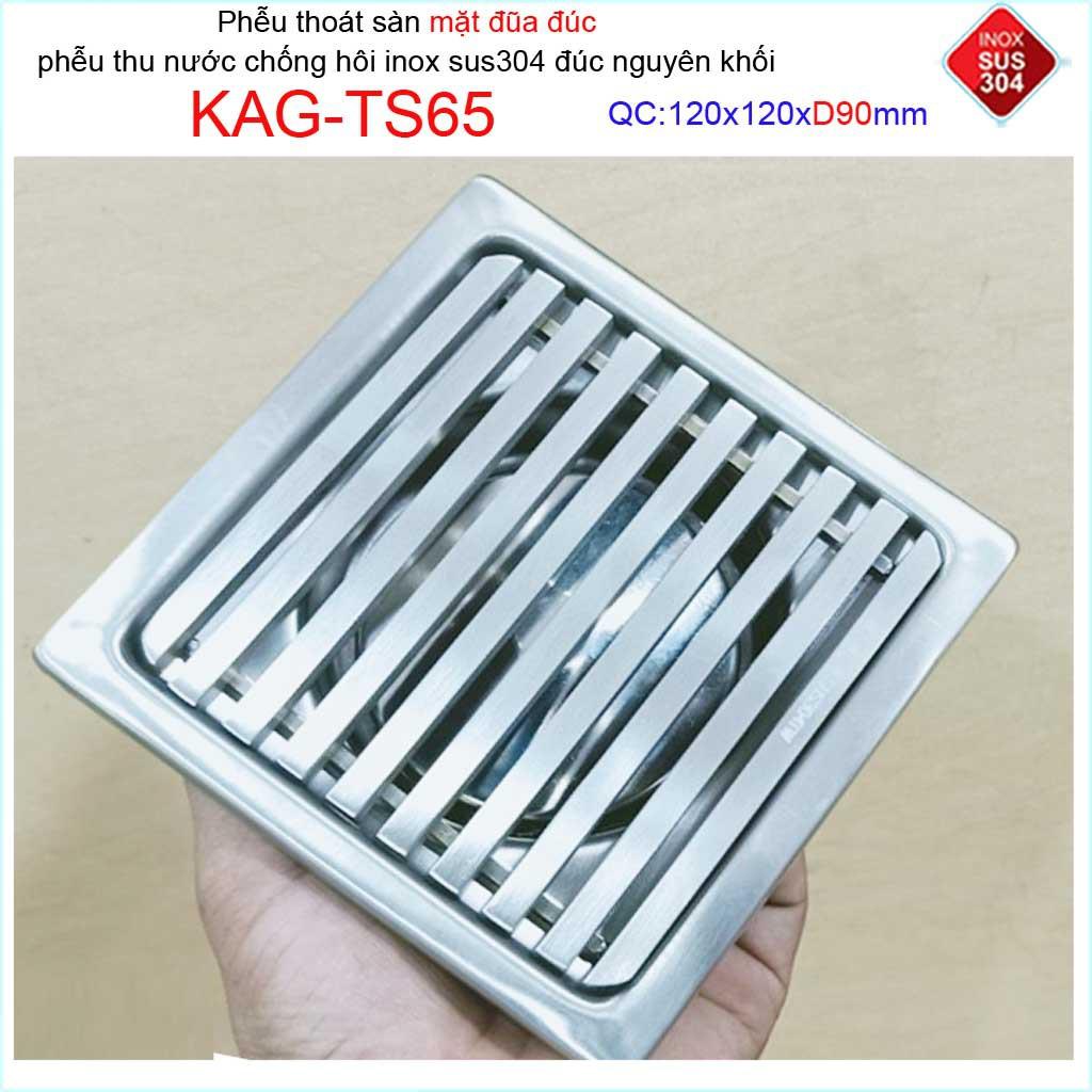 Phễu thoát sàn mặt đũa inox đúc Inox Kace 12x12cm D90 , thoát sàn KAG-TS65 (12x12cm D90) chống hôi SUS304