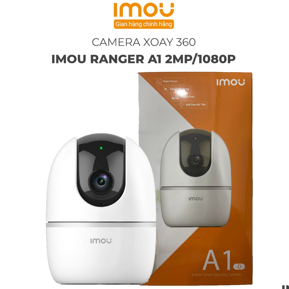 Camera IMOU A1, Camera Xoay 360, AI Phát hiện người, màng trập riêng tư 2MP - Hàng Chính Hãng