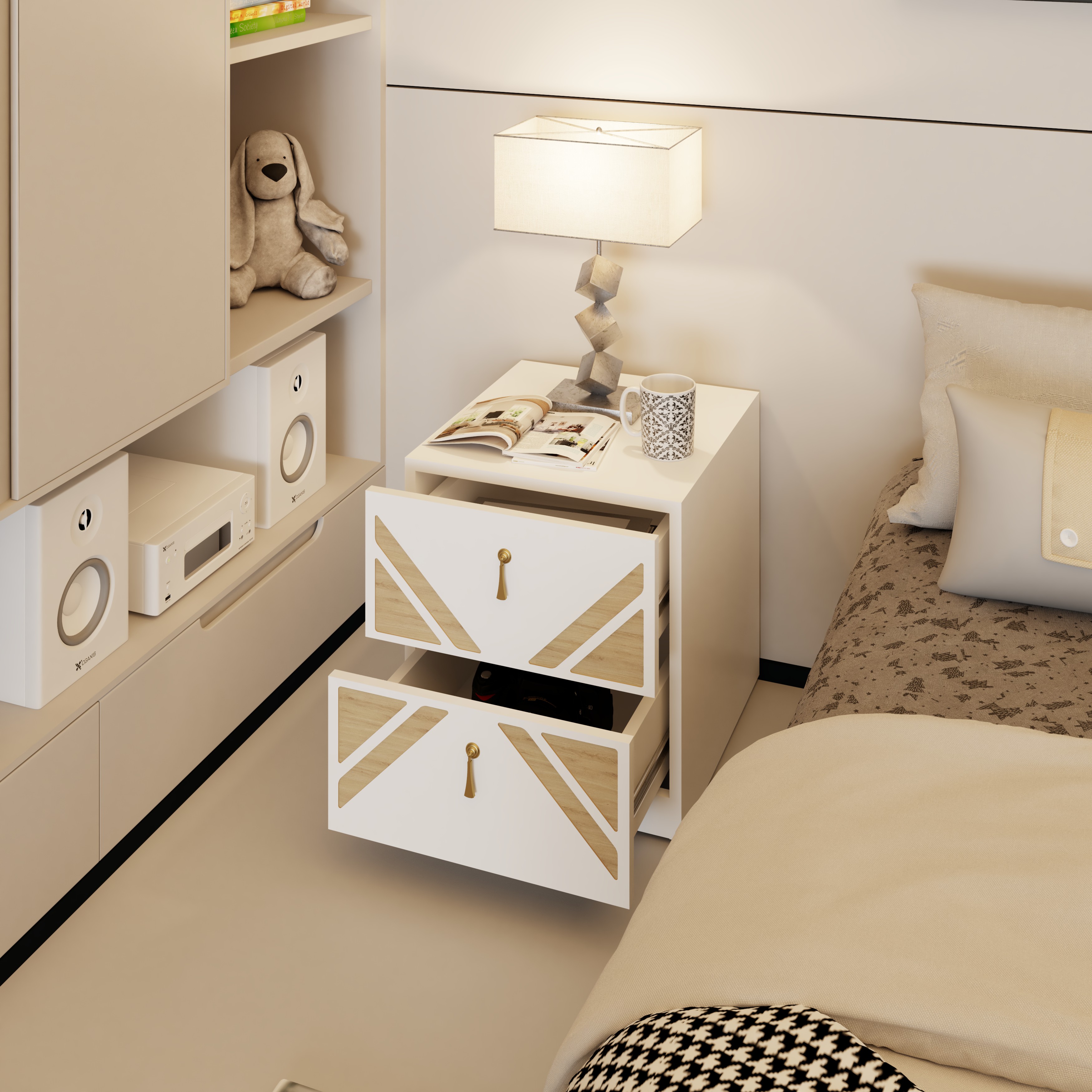 [Happy Home Furniture] CHARIS, Táp đầu giường 2 ngăn kéo, 42cm x 45cm x 46cm ( DxRxC), THK_116