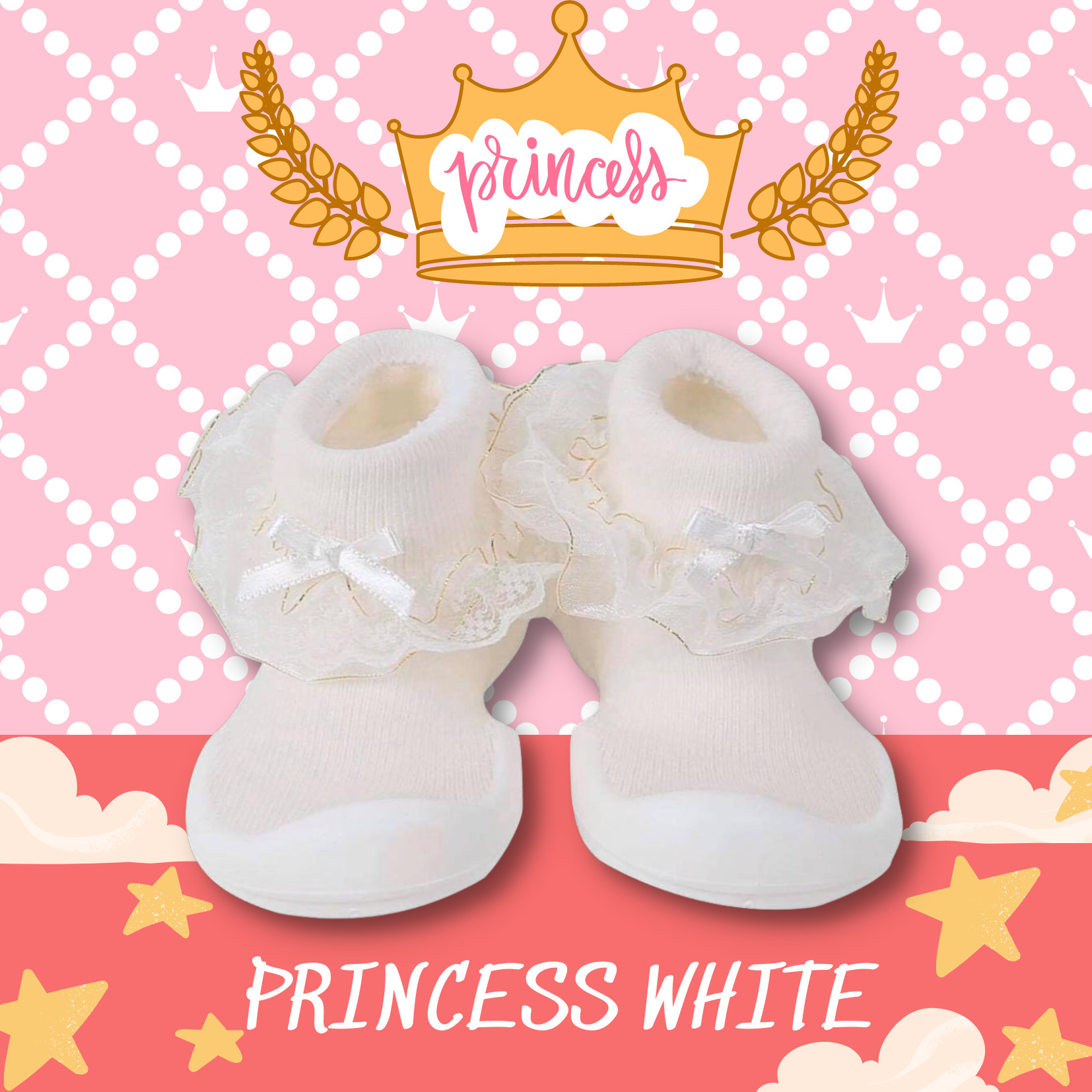 Giày tập đi cho bé cưng Princess White