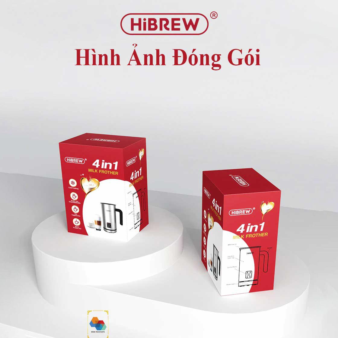 Máy đánh bọt sữa tự động 4 in 1 HiBREW M3, bọt sữa nóng và lạnh đều được, pha chế ngũ cốc, socola sữa tự động, thân vỏ bình inox 2 lớp, hàng chính hãng