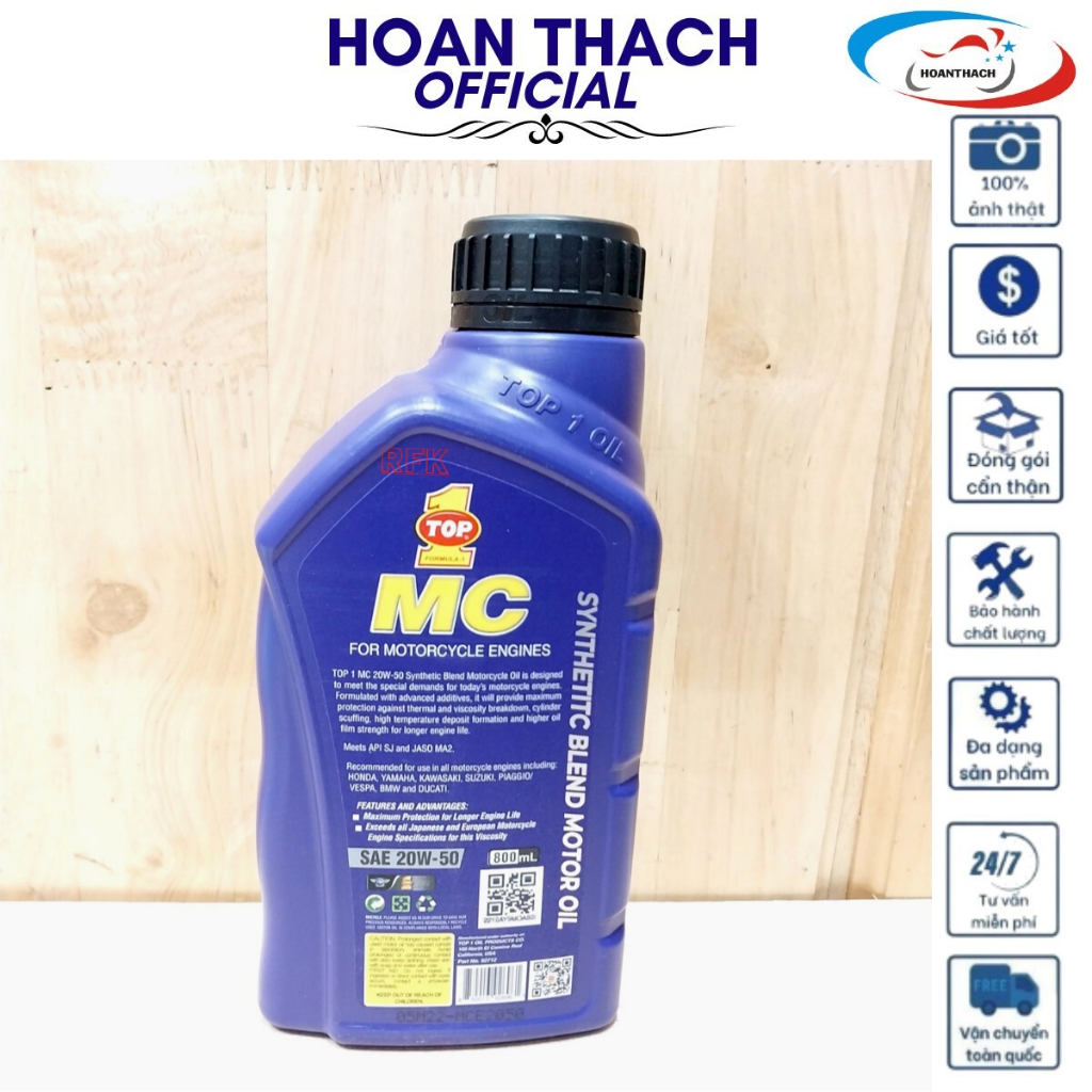 Nhớt Xe Số Cao Cấp Top 1 Mc Sae 20W50 0.8L ( Chai Nhựa Xanh Tím ) HOANTHACH SP019571